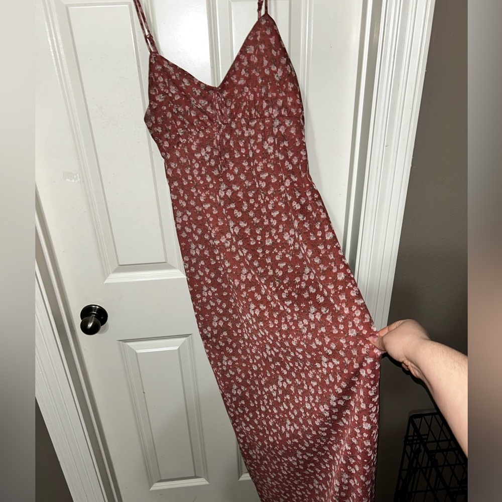 Floral Pink and Brown Maxi Dress